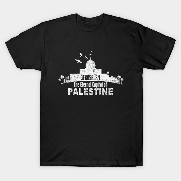 Jerusalem the Eternal Capital of Palestine will be Free Palestinian Hatta Keffiyeh Pattern - wht T-Shirt by QualiTshirt